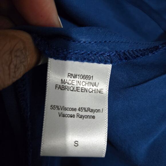 Young Fabulous Broke Rebel Slip Dress Blue Halter Midi Rayon Draped Satin Small - Picture 12 of 13